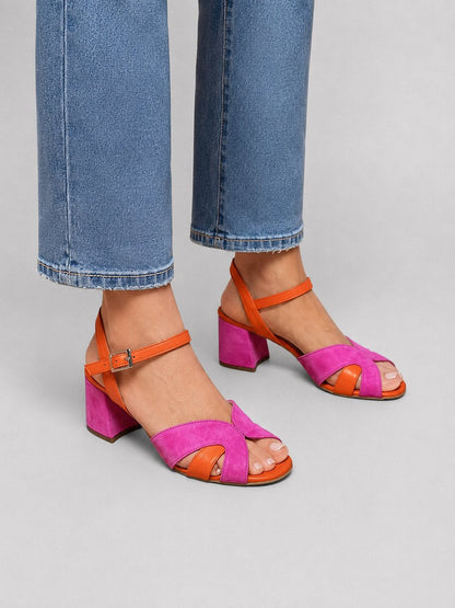 Women's Color-Block Open-Toe Block Heel Sandals