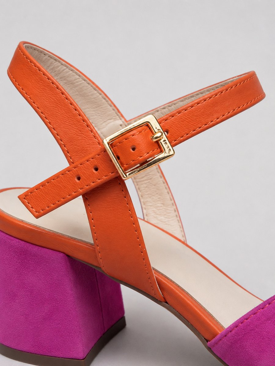 Women's Color-Block Open-Toe Block Heel Sandals