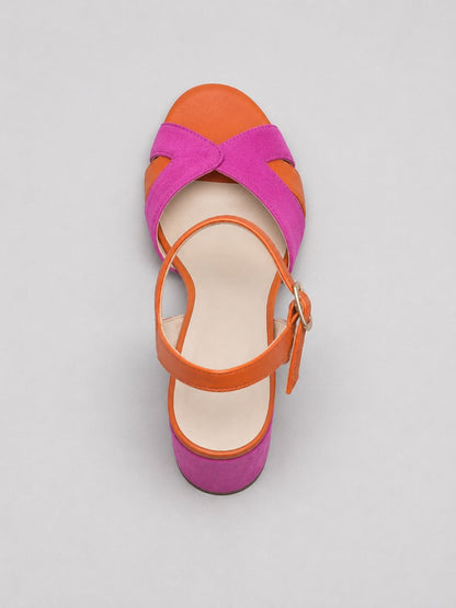 Women's Color-Block Open-Toe Block Heel Sandals