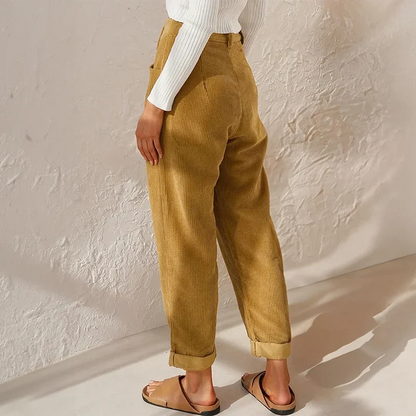 Women's Corduroy Trousers – Comfortable High-Waisted Wide-Leg Pants with a Casual Look