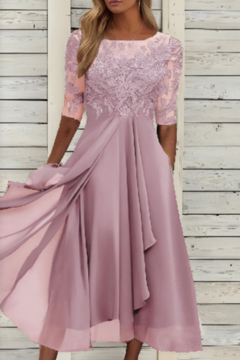 Women's Elegant Half-Sleeve Evening Dress
