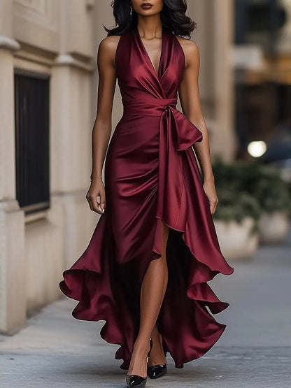 Women's Elegant Halter Neck Maxi Dress for Special Occasions