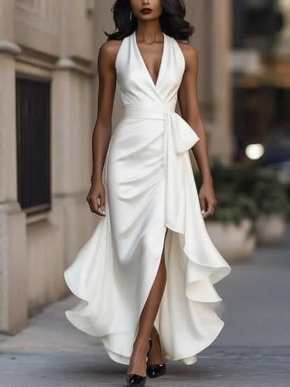Women's Elegant Halter Neck Maxi Dress for Special Occasions