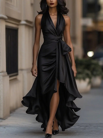 Women's Elegant Halter Neck Maxi Dress for Special Occasions
