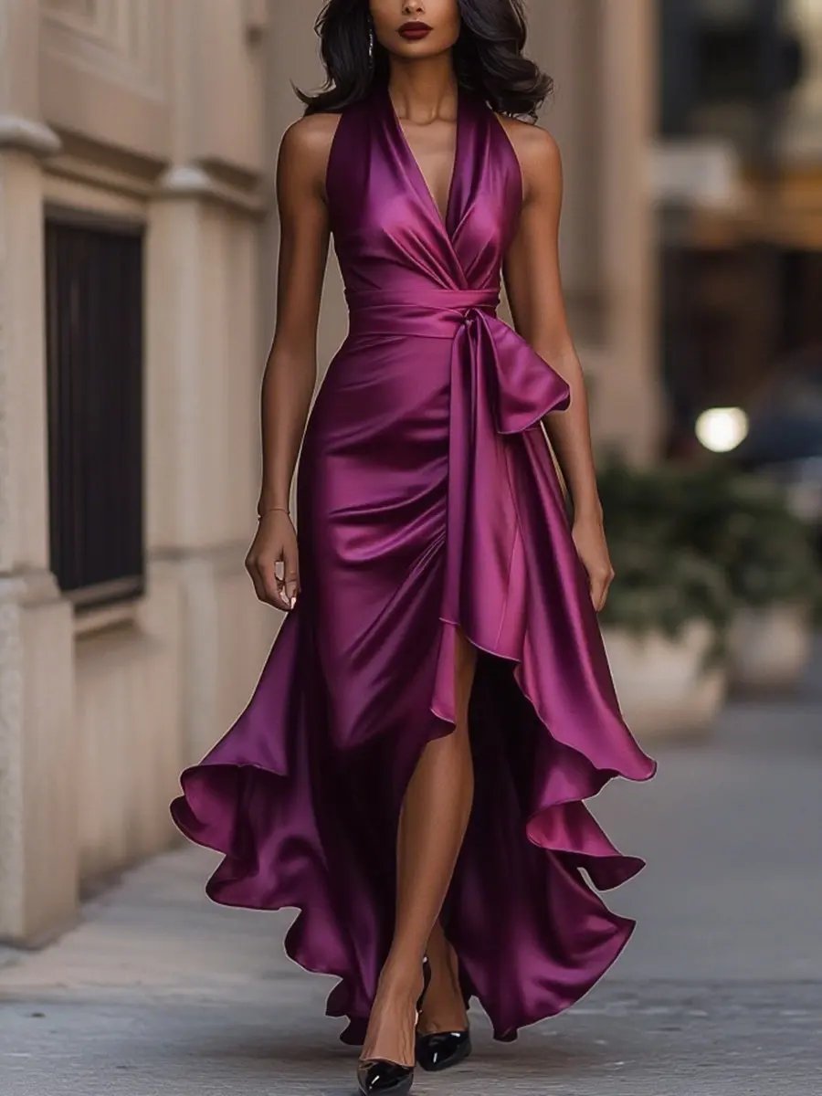 Women's Elegant Halter Neck Maxi Dress for Special Occasions