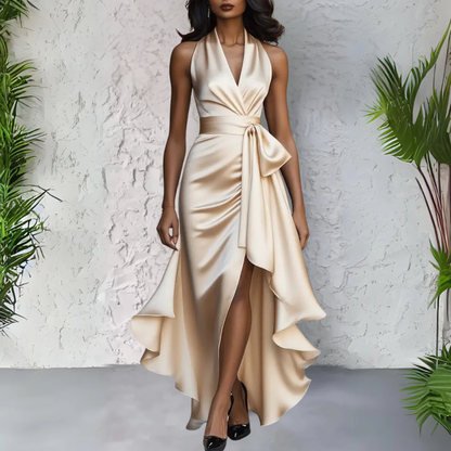 Women's Elegant Halter Neck Maxi Dress for Special Occasions