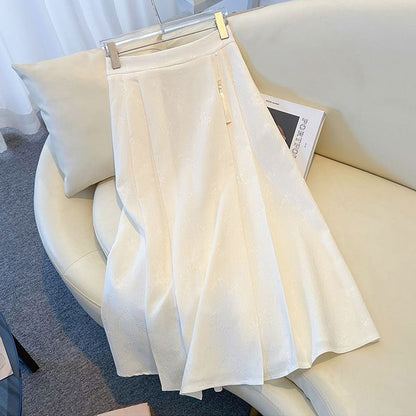 Women's Elegant Midi Skirt in Textured Fabric with Flowing Cut