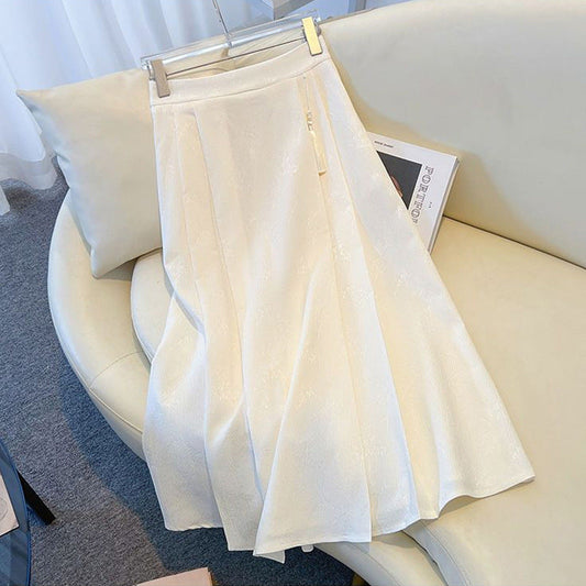 Women's Elegant Midi Skirt in Textured Fabric with Flowing Cut