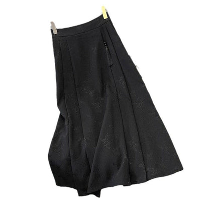 Women's Elegant Midi Skirt in Textured Fabric with Flowing Cut