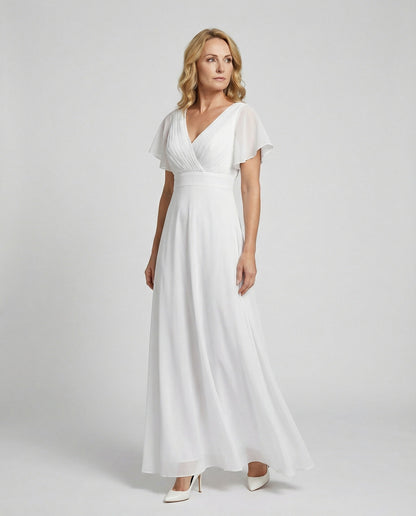 Women's Elegant Pleated Chiffon Maxi Dress
