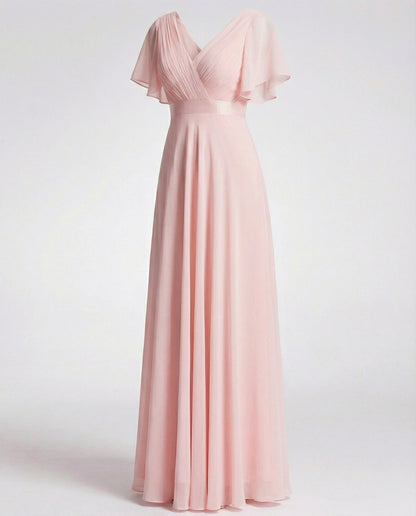 Women's Elegant Pleated Chiffon Maxi Dress