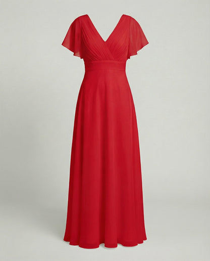 Women's Elegant Pleated Chiffon Maxi Dress
