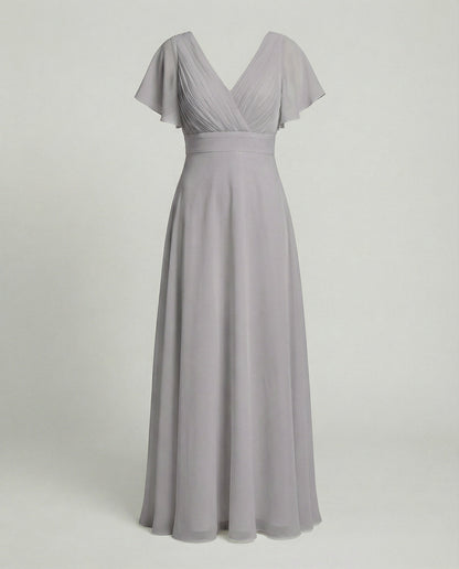 Women's Elegant Pleated Chiffon Maxi Dress
