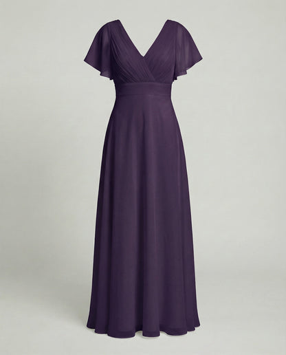 Women's Elegant Pleated Chiffon Maxi Dress