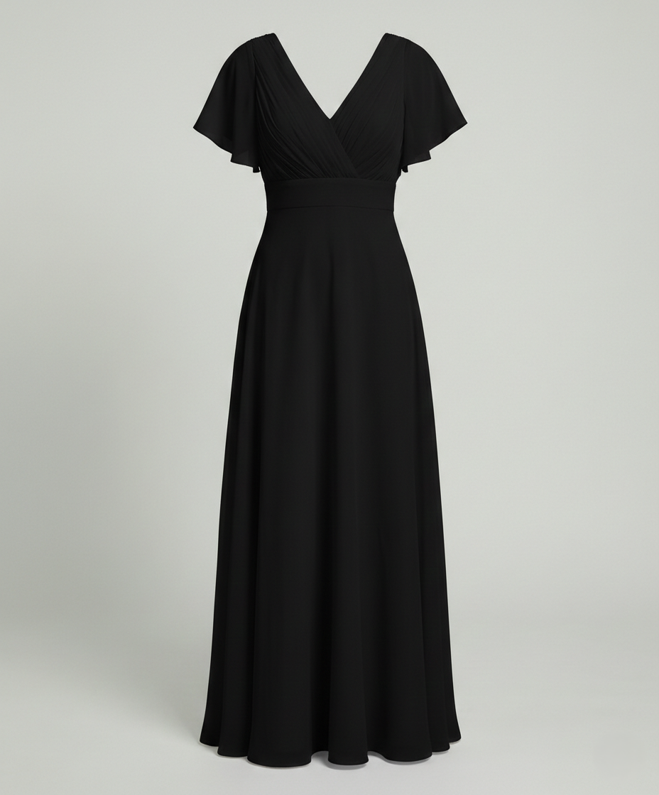 Women's Elegant Pleated Chiffon Maxi Dress