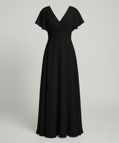 Women's Elegant Pleated Chiffon Maxi Dress