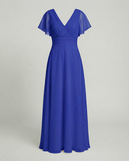 Women's Elegant Pleated Chiffon Maxi Dress