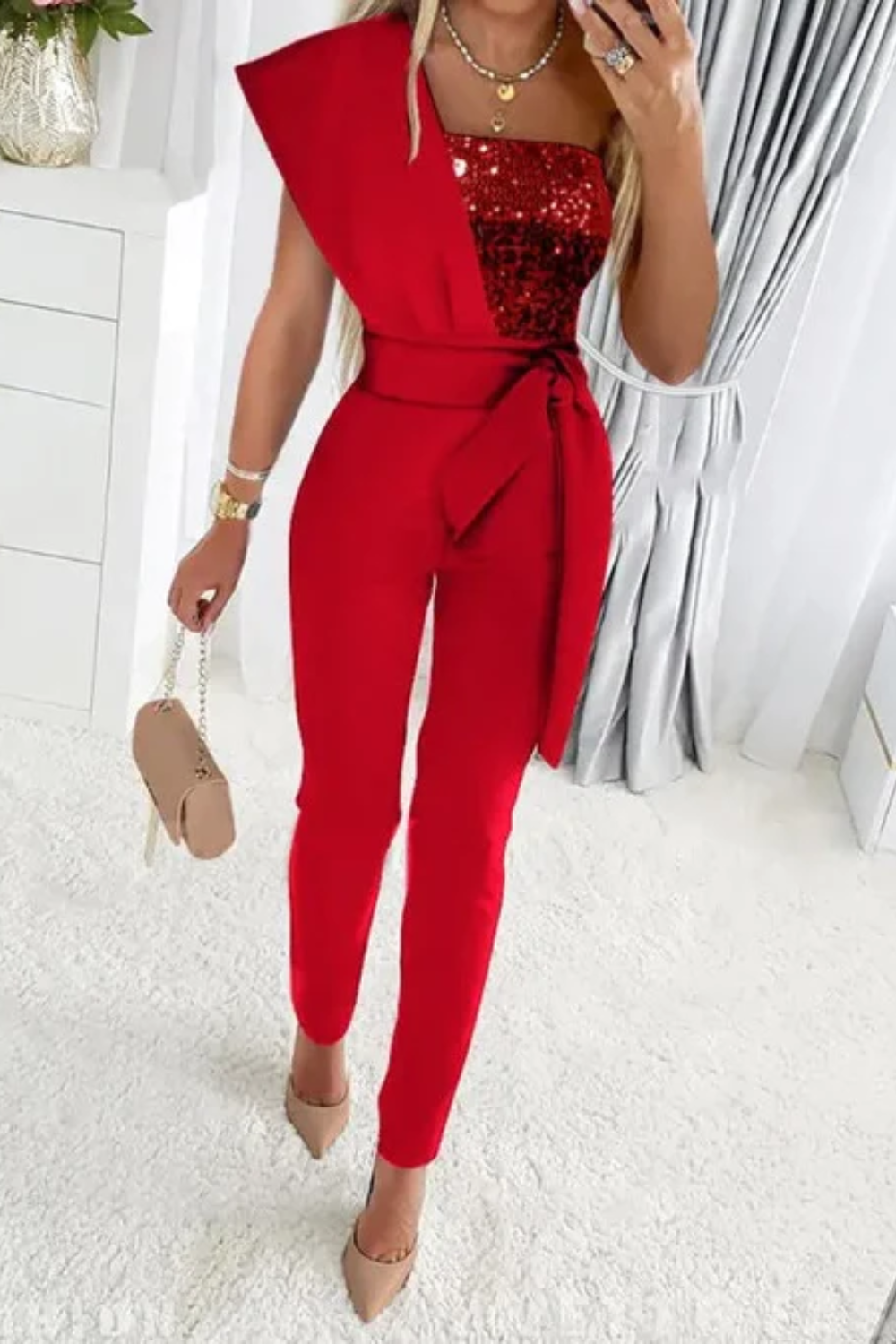 Women's Elegant Sequin Evening Jumpsuit