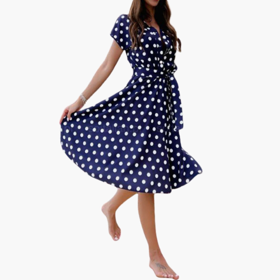 Women's Elegant Short-Sleeve V-Neck Dress