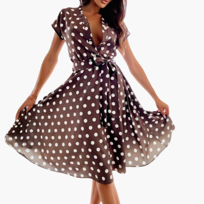 Women's Elegant Short-Sleeve V-Neck Dress