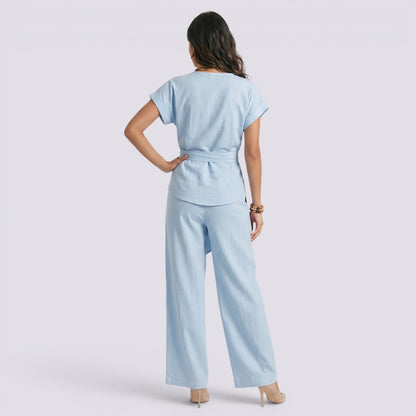 Women's Elegant Summer Set with Wide-Leg Pants