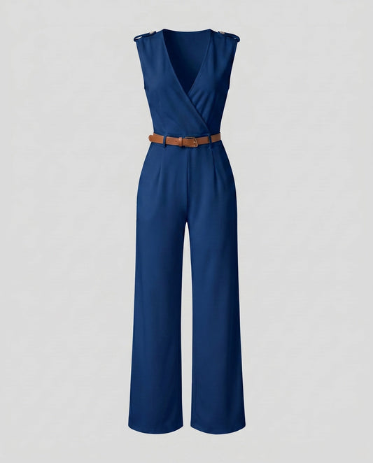 Women's Elegant Wide-Leg V-Neck Jumpsuit