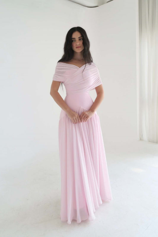 Women's Elegant Wrap-Style Maxi Dress with Sheer Sleeves