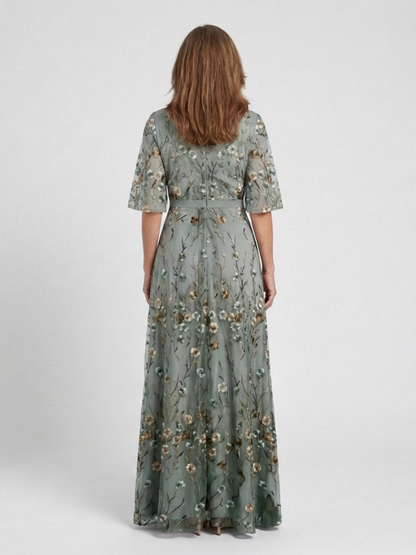 Women's Embroidered Wrap Maxi Dress