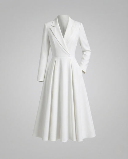 Women's Fitted Coat-Style Blazer Dress with A-Line Skirt