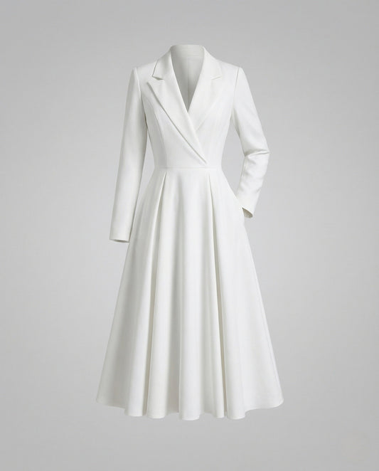 Women's Fitted Coat-Style Blazer Dress with A-Line Skirt