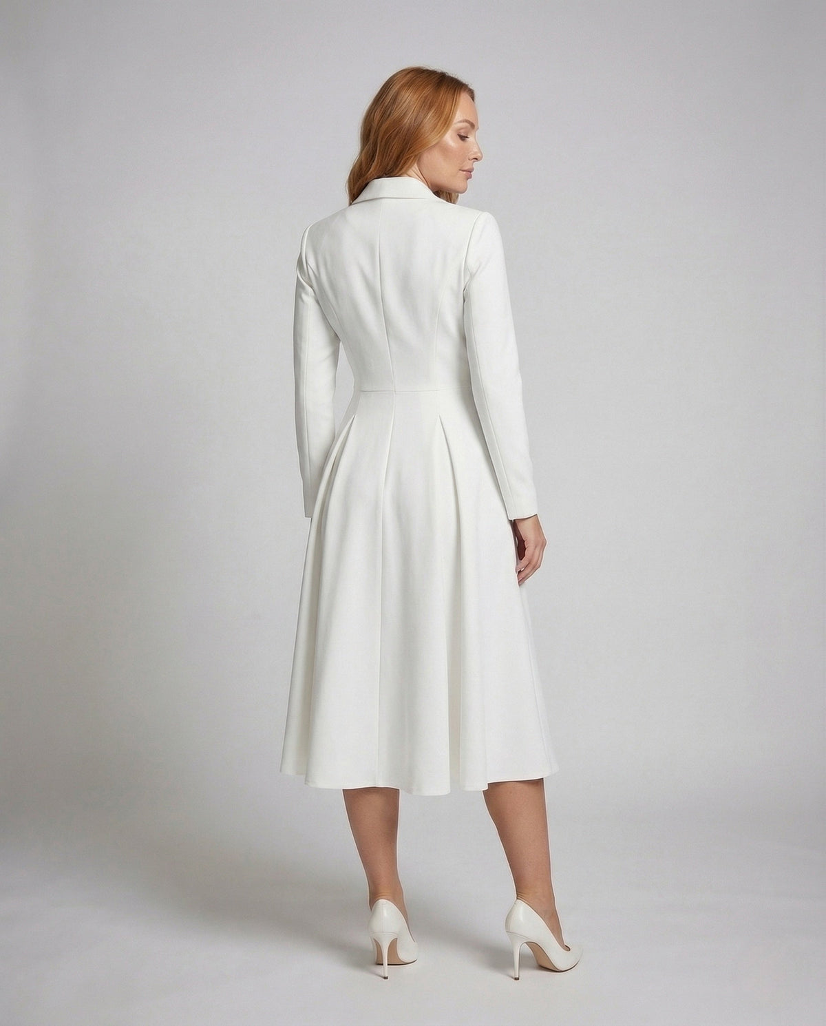 Women's Fitted Coat-Style Blazer Dress with A-Line Skirt