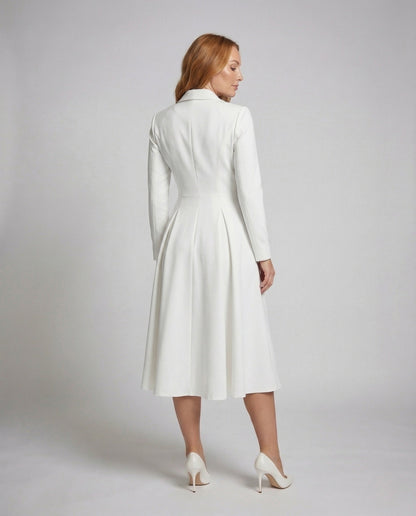 Women's Fitted Coat-Style Blazer Dress with A-Line Skirt