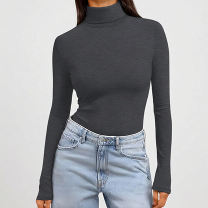 Women's Fitted Long-Sleeve Turtleneck Top