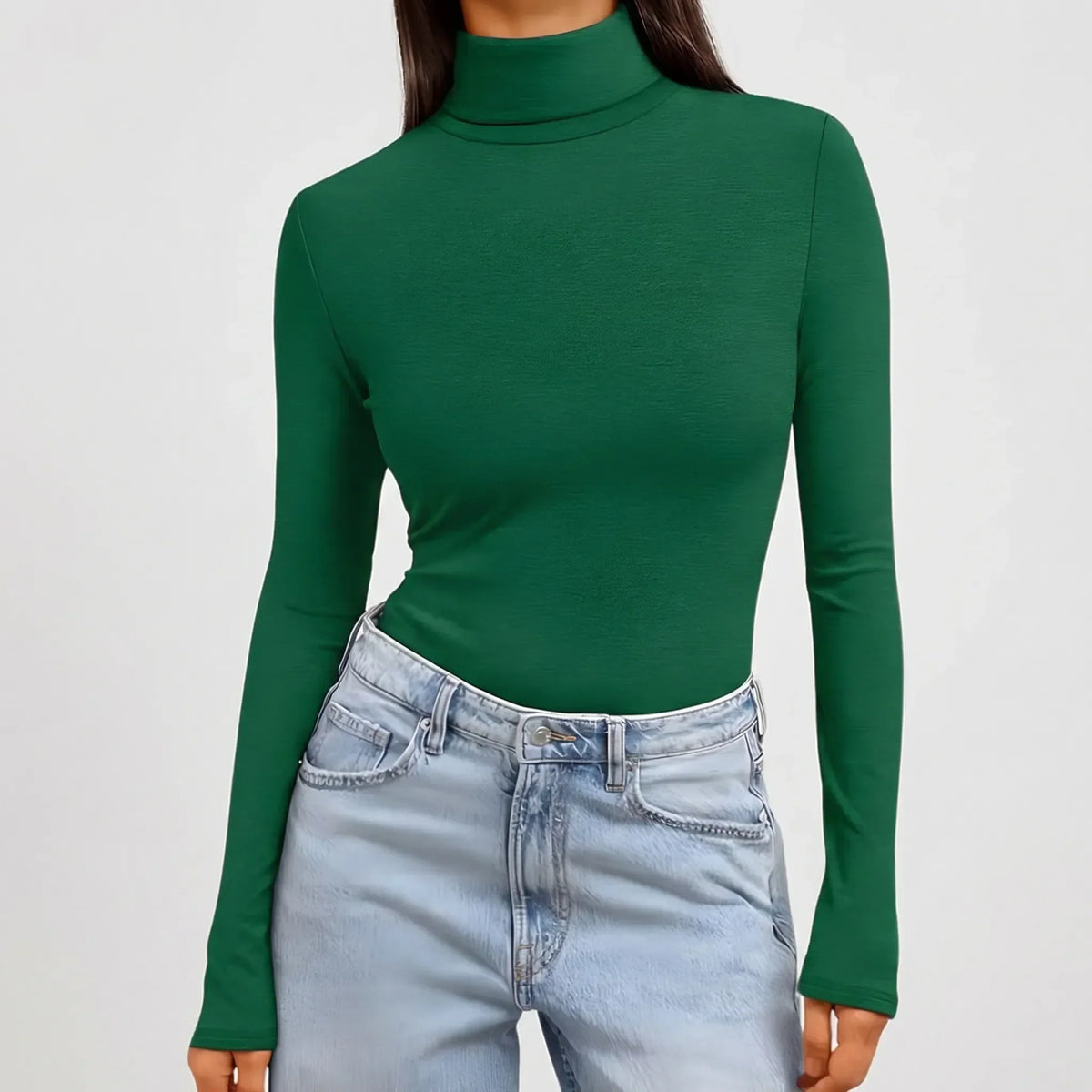 Women's Fitted Long-Sleeve Turtleneck Top