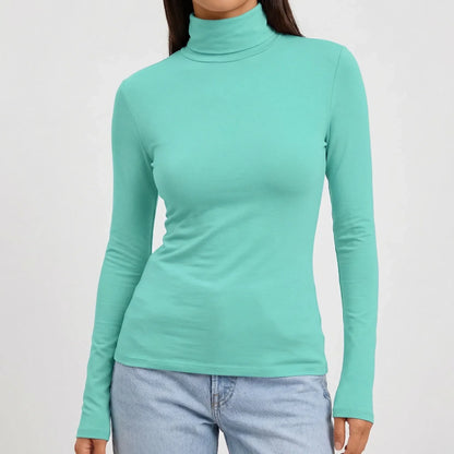 Women's Fitted Long-Sleeve Turtleneck Top