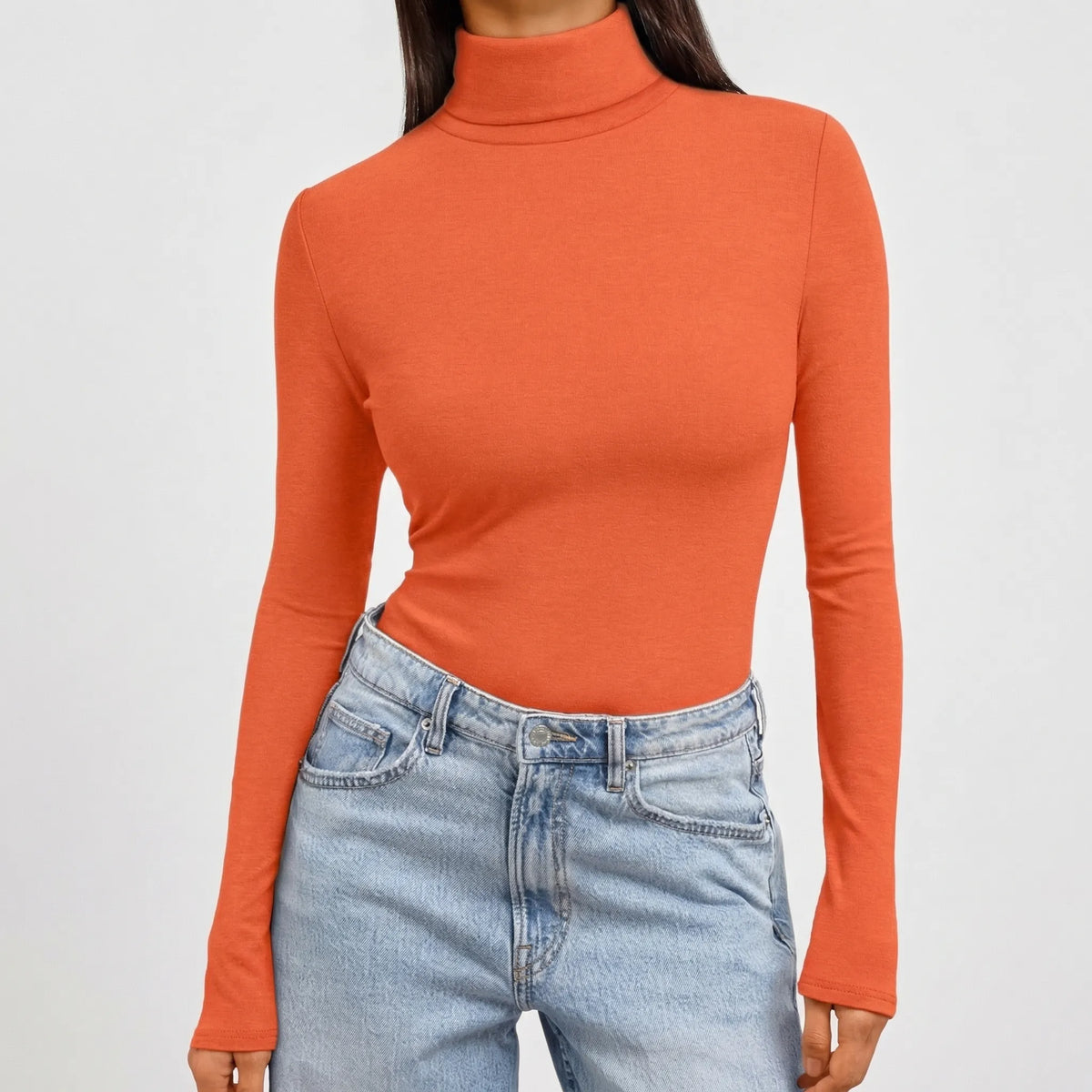 Women's Fitted Long-Sleeve Turtleneck Top