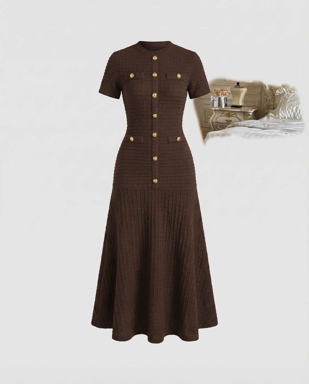 Women's Fitted Waffle-Knit Maxi Dress
