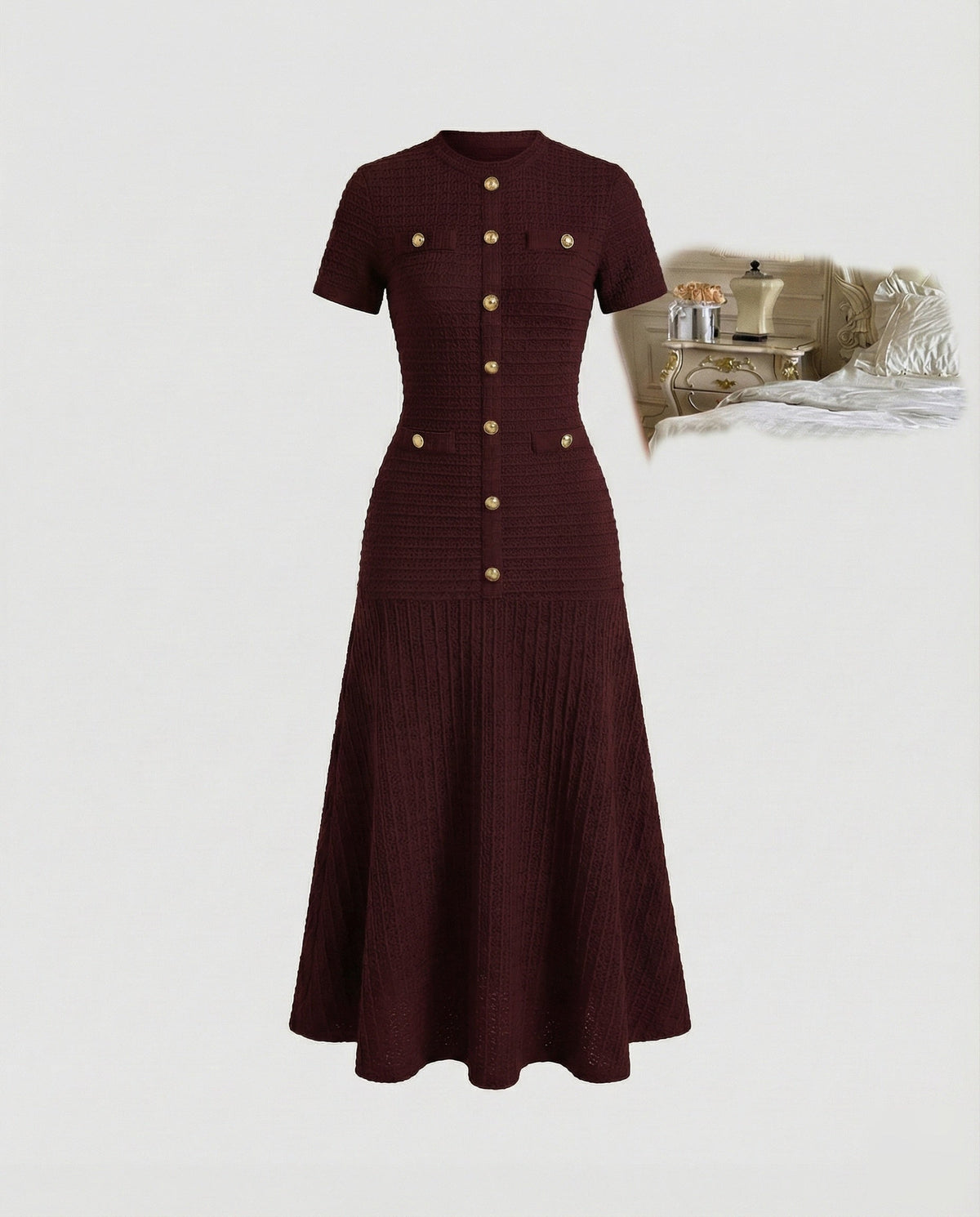 Women's Fitted Waffle-Knit Maxi Dress