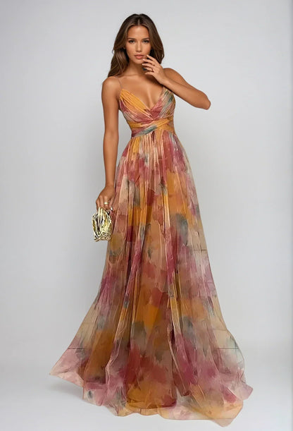 Women's Floral Print Chiffon Maxi Dress