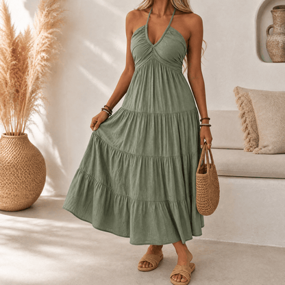 Women's Flowy Halterneck Maxi Dress