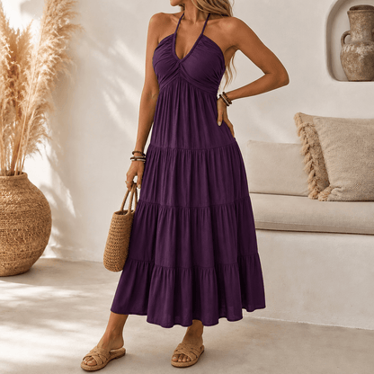 Women's Flowy Halterneck Maxi Dress