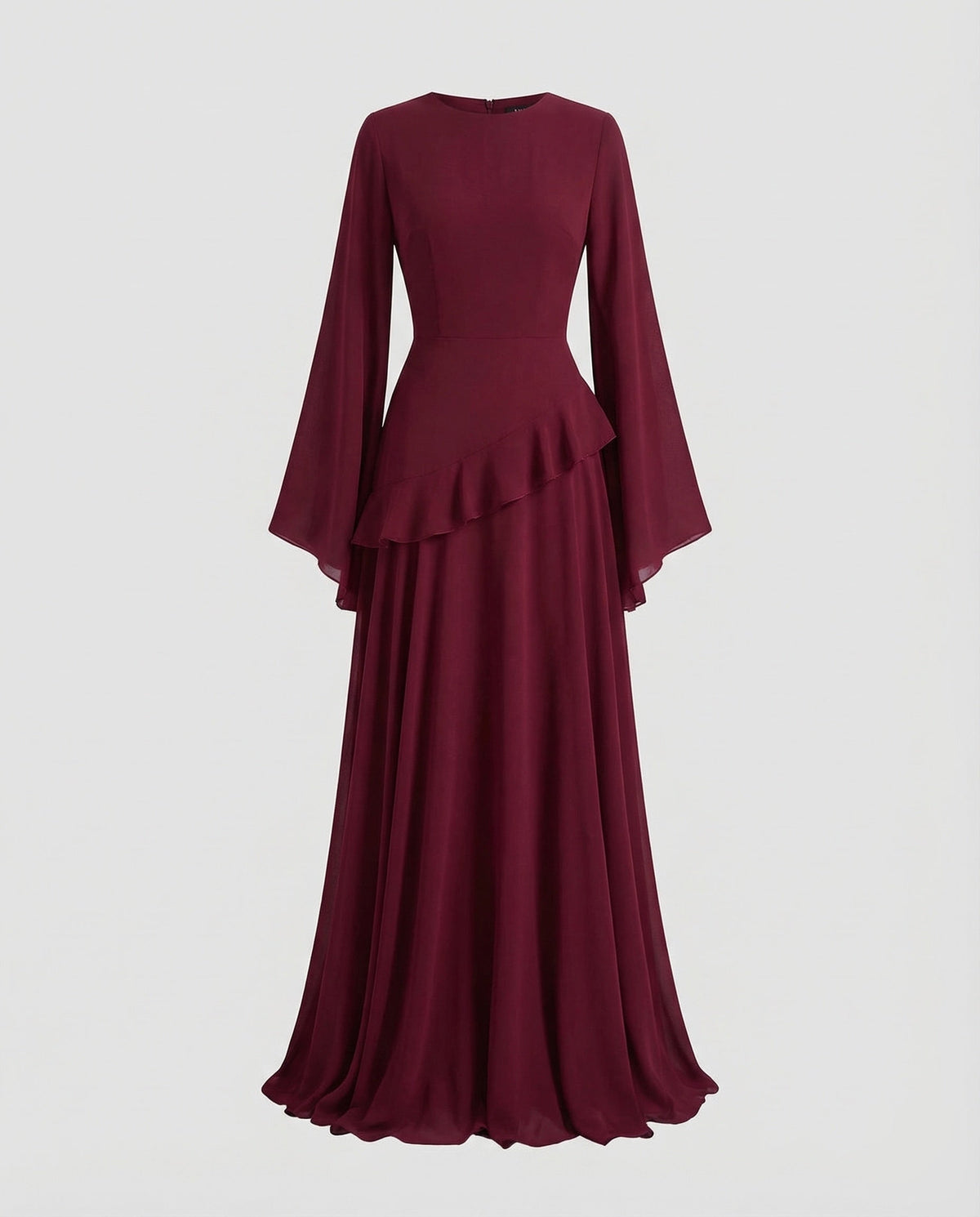 Women's Gala Maxi Dress with Bell Sleeves and Tiered Skirt