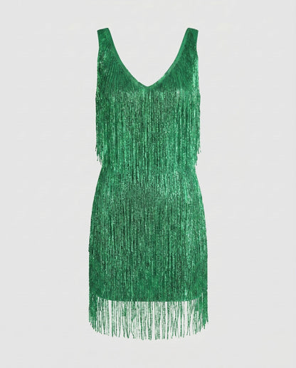 Women's Glamorous Fringe Mini Dress