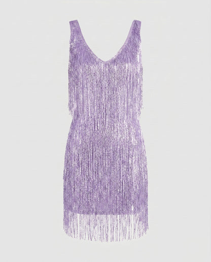 Women's Glamorous Fringe Mini Dress