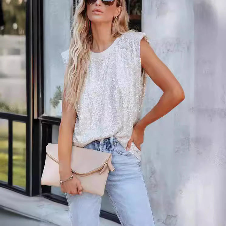 Women's Glitter Round Neck Blouse