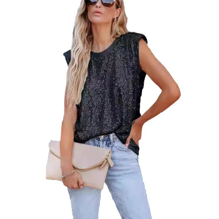 Women's Glitter Round Neck Blouse