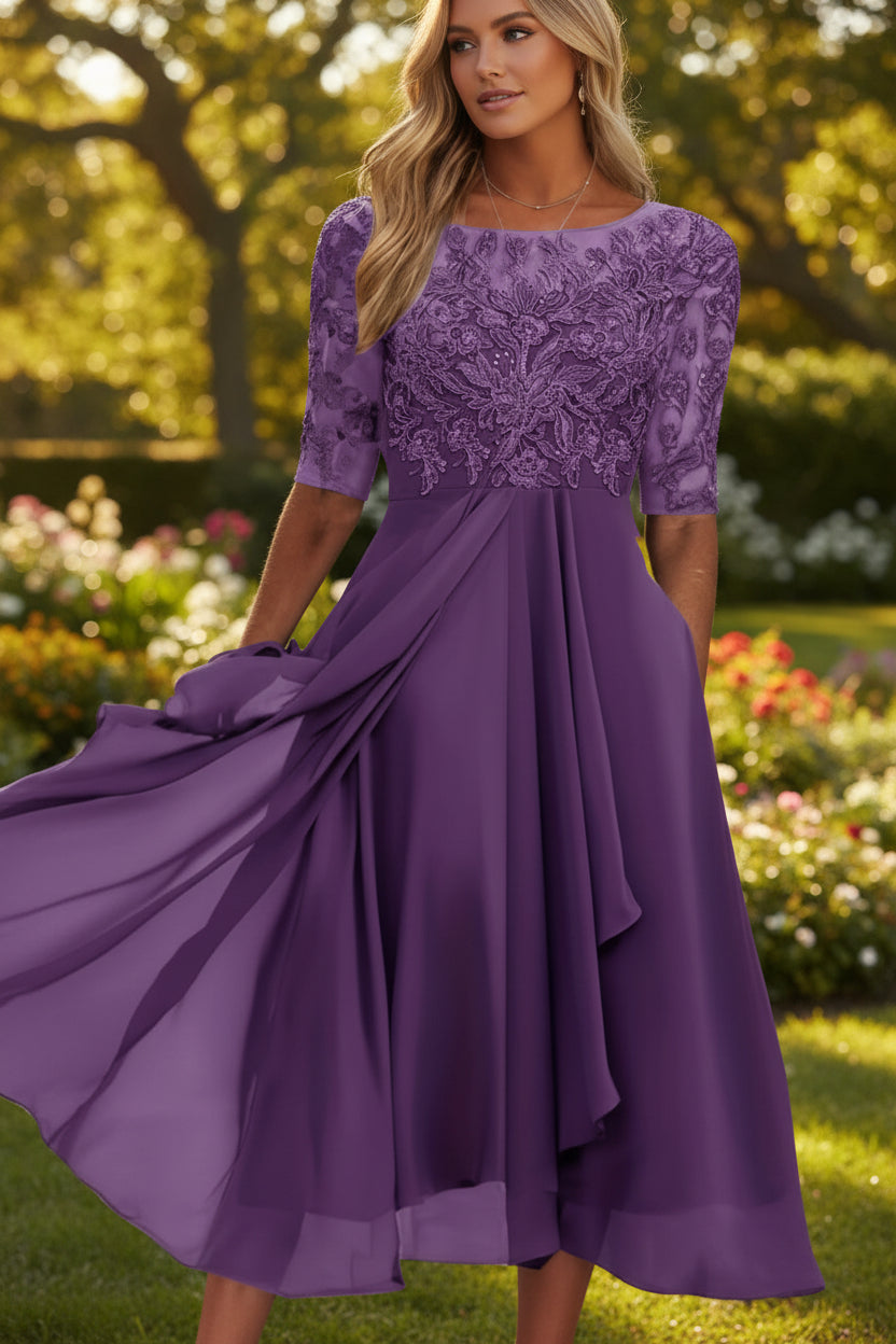 Women's High-Waist Flared Midi Dress