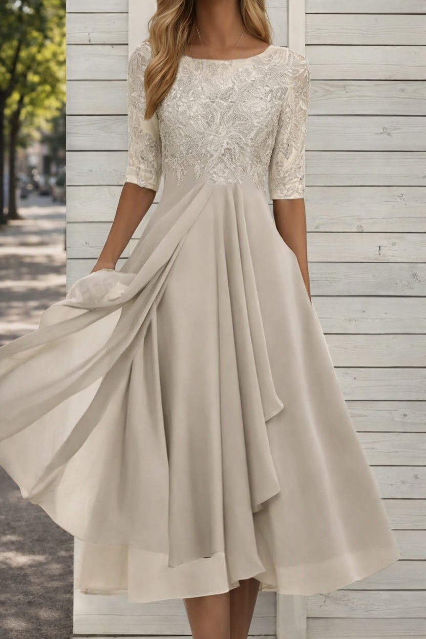 Women's High-Waist Flared Midi Dress
