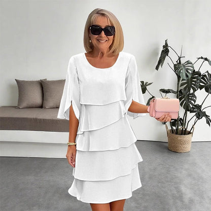 Women's Layered Ruffle-Sleeve Midi Dress