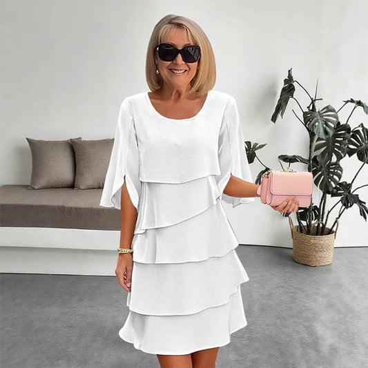Women's Layered Ruffle-Sleeve Midi Dress